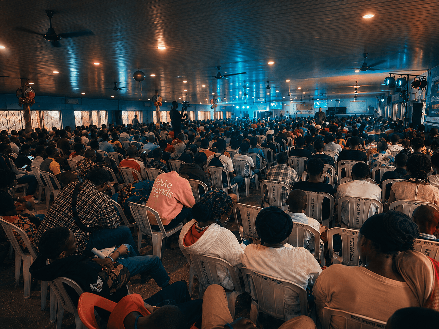 Teens gathered at camp meeting